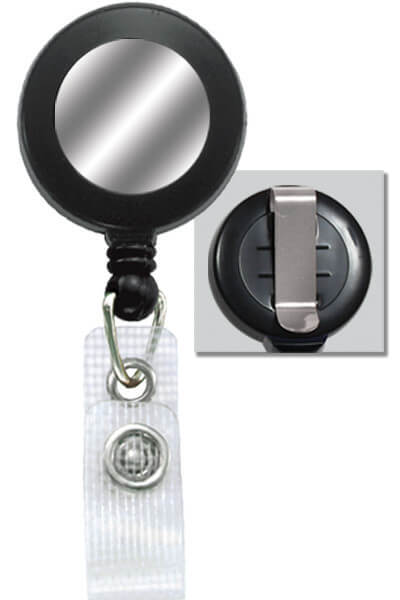 Plastic Badge Reel with Silver Sticker, Belt Clip and Reinforced
